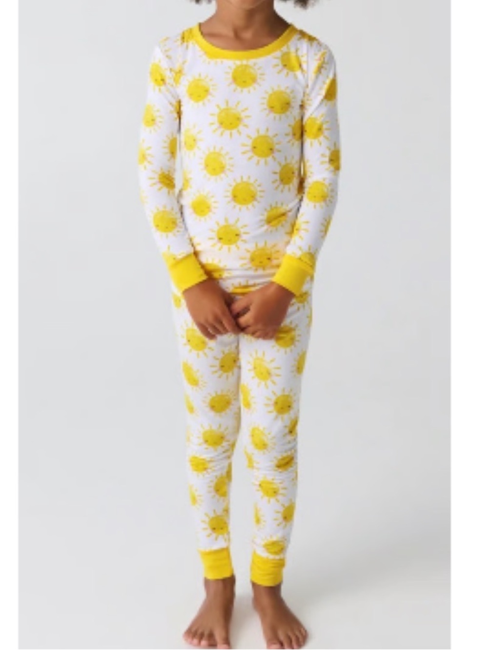 Little Sleepies White and Yellow Sun Print Long Sleeve Pajama Set unisex 2t